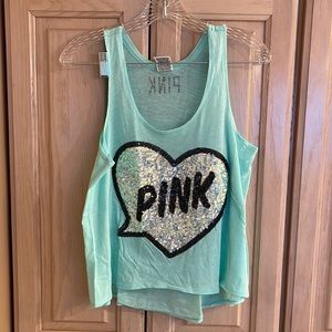 Victoria’s Secret Pink heart sequin tank top